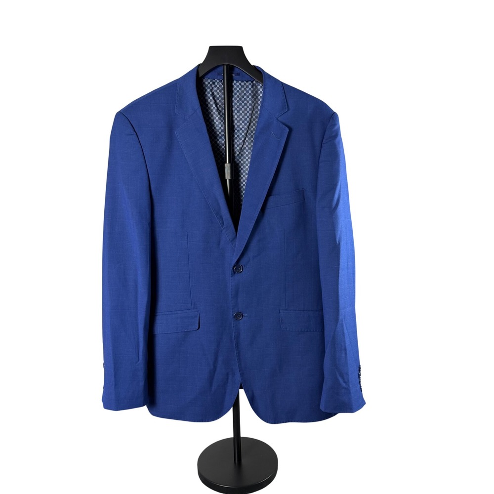 Studio Ferrara Tailored Clothing Mens Blue Windowpane Check Blazer Jacket 42R 20
